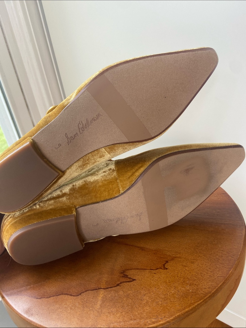 Sam Edelman Jene Mary Jane Pointed Toe Flat in Saffron Velvet (retired) - Picture 10 of 11